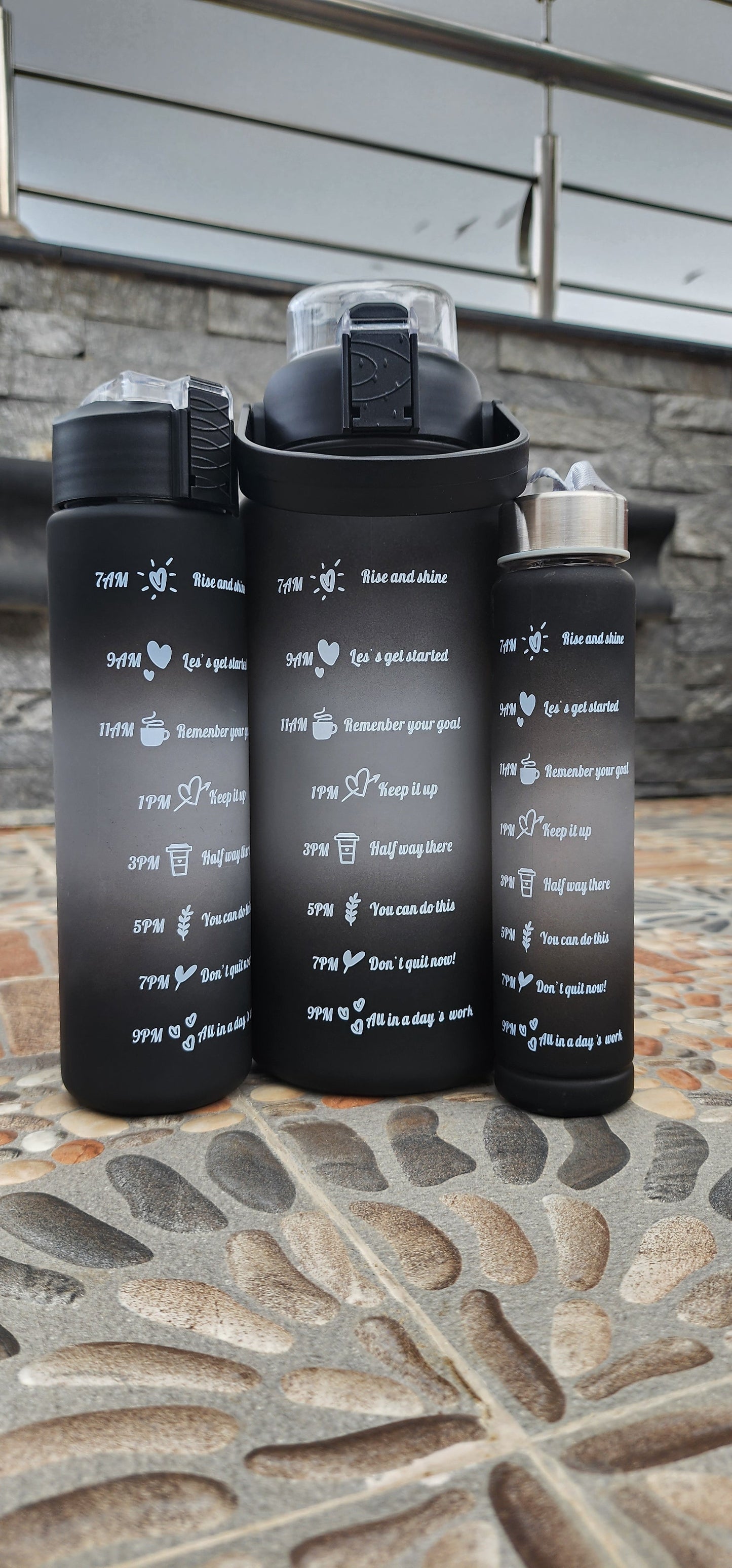 Set of 3 Motivational Sports Water Bottle